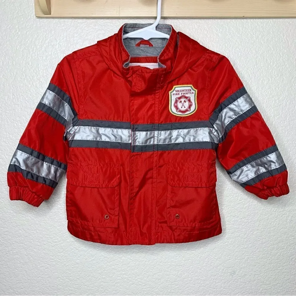 Carter’s Baby Boy Size 12 Months Fireman Hooded Windbreaker Rain Jacket